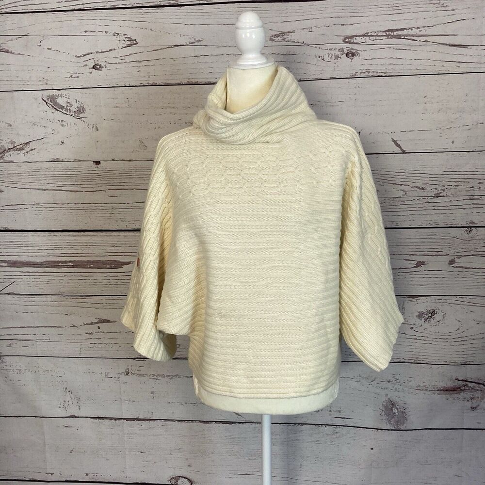 Rachel Zoe Sweater Womens M Ivory Rosa Turtleneck Dolman Sleeve Knit Pullover